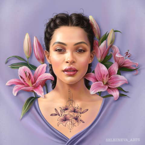 Портрет «Девушка с лилиями»