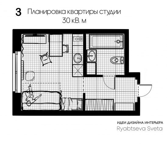 Планировка квартиры студии (помещения), в масштабе, по вашим раз
