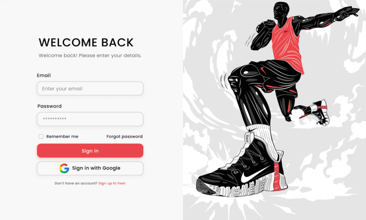 Login Page (Nike sneakers store)