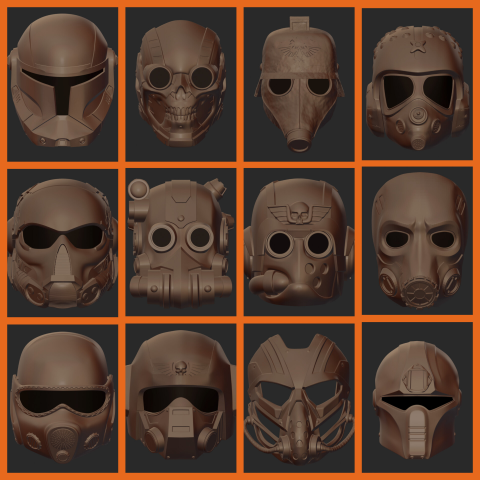A Large Collection Of High-Poly Helmets And Masks For Printing