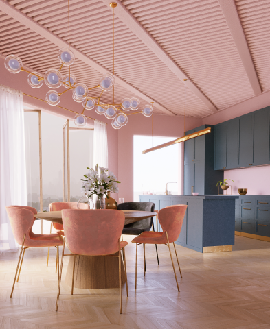 Pink &Blue interior. Vizualisation.