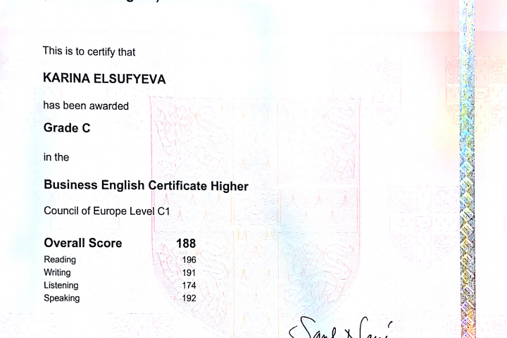  Business English Certificate Higher