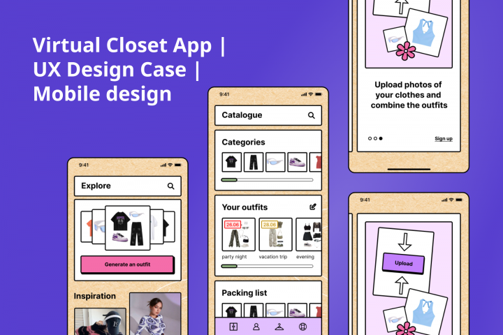 Virtual Closet App | UX Design Case | Mobile design